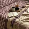 Berry Gingham Linen Flat Sheet 2 Berry Gingham Linen Flat Sheet -Piglet in Bed Store 30 1
