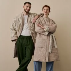 Mushroom Gingham Linen Housecoat -Piglet in Bed Store 4 f3452b4a 6eee 4a35 a237 abc41d6e5dca