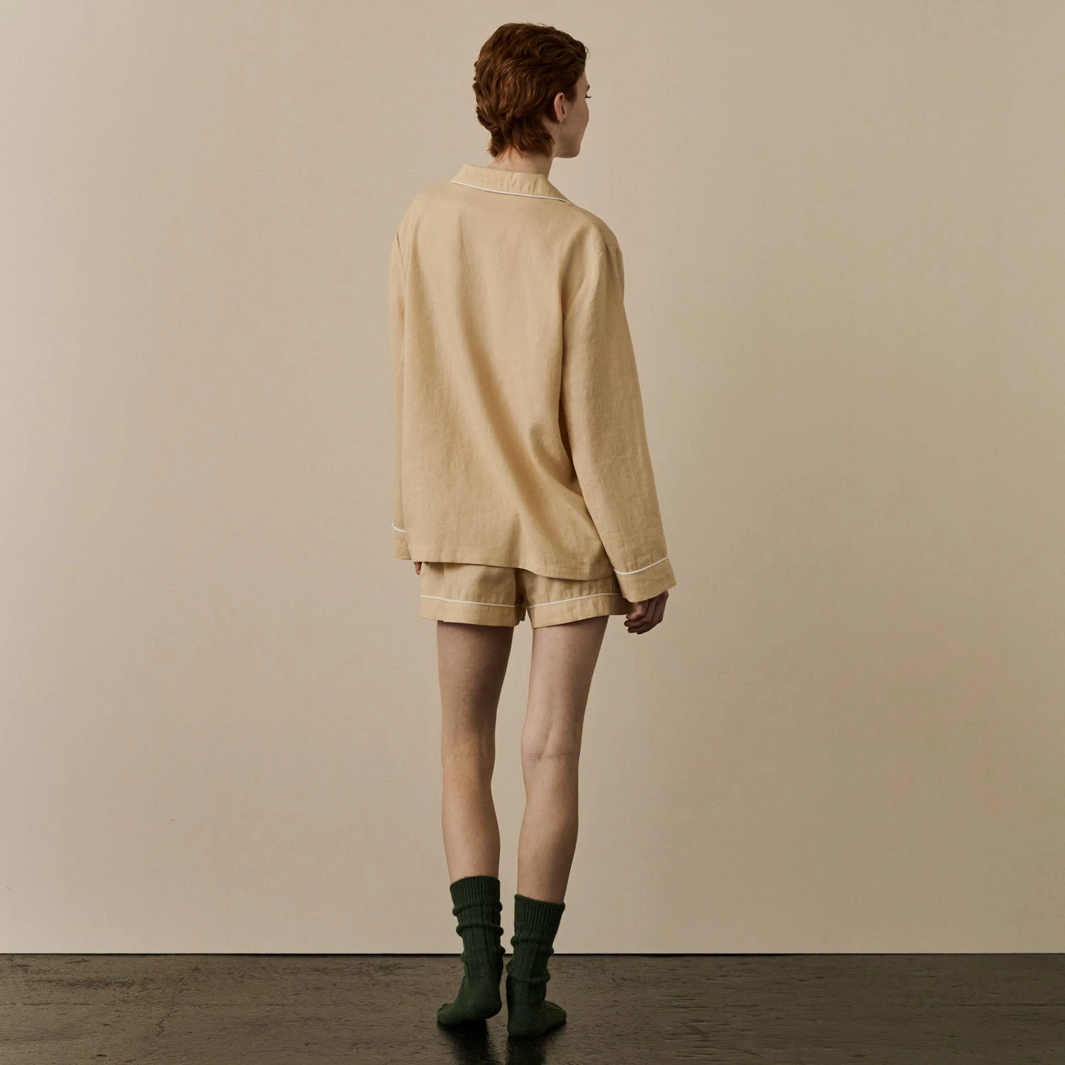 Almond Linen Tencel Women's Pyjama Shorts Set 4 Almond Linen Tencel Women's Pyjama Shorts Set - Image 2