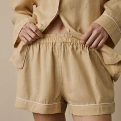 Almond Linen Tencel Women's Pyjama Shorts Set 8 Almond Linen Tencel Women's Pyjama Shorts Set -Piglet in Bed Store AlmondLinenTencilWomen sPyjamaShortsSet 2193