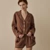 Barley Brown Linen Tencel Pyjama Shorts Set 2 Barley Brown Linen Tencel Pyjama Shorts Set -Piglet in Bed Store BarleyBrownLinenTencilWomen sPyjamaShortsSet 1211