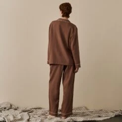 Barley Brown Linen Tencel Pyjama Trouser Set 8 Barley Brown Linen Tencel Pyjama Trouser Set -Piglet in Bed Store BarleyBrownLinenTencilWomen sPyjamaTrouserSet 1043