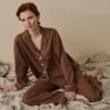 Barley Brown Linen Tencel Pyjama Trouser Set -Piglet in Bed Store BarleyBrownLinenTencilWomen sPyjamaTrouserSet 1115
