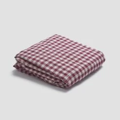 Berry Gingham Linen Fitted Sheet -Piglet in Bed Store Berryginghamfittedsheet 1