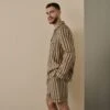 Blue & Porcini Striped Linen Tencel Men's PJ Short Set -Piglet in Bed Store BlueandPorciniStripeLinenTencilMen sPyjamaShortsSet 5177