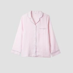 Blush Pink Linen Pyjama Shirt (Top Only) -Piglet in Bed Store Blush Pink Linen Pyjama Shirt Piglet in Bed