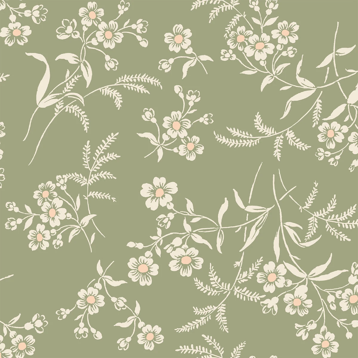 Sage Camille Floral Wallpaper 4 Sage Camille Floral Wallpaper - Image 2