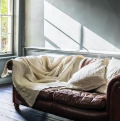 Cream Linen Crinkle Throw 15 Cream Linen Crinkle Throw -Piglet in Bed Store Cream Linen Crinkle Throw Lifestyle2 Piglet in Bed