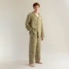 Men's Botanical Green Gingham Linen Pyjama Trouser Set -Piglet in Bed Store EG PIGLET ECOMM LOWRES 0159