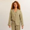 Botanical Green Gingham Linen Pyjama Shirt -Piglet in Bed Store EG PIGLET ECOMM LOWRES 1616