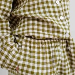 Botanical Green Gingham Linen Pyjama Trousers -Piglet in Bed Store EG PIGLET ECOMM LOWRES 1658 da5fa49e 7951 41d7 acdf d1c6a3faeefa