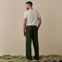 Men's Fern Green Linen Tencel Pyjama Trousers 8 Men's Fern Green Linen Tencel Pyjama Trousers -Piglet in Bed Store FernGreenLinenTencilMen sPyjamaTrousers 6778