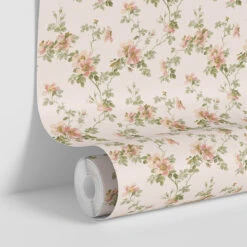 Cream Blush Field Rose Wallpaper -Piglet in Bed Store Field Rose Cream Blush 4