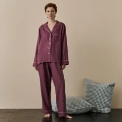 Fresh Fig Linen Tencel Pyjama Trouser Set