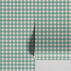 Faded Teal Gingham Wallpaper