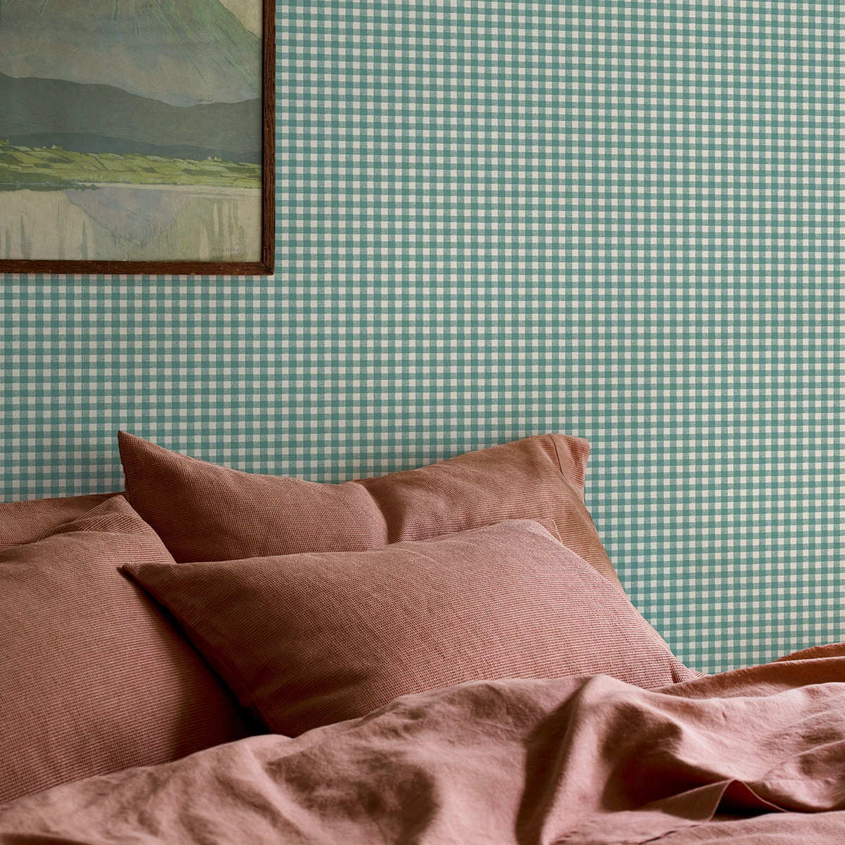 Faded Teal Gingham Wallpaper 6 Faded Teal Gingham Wallpaper - Image 4