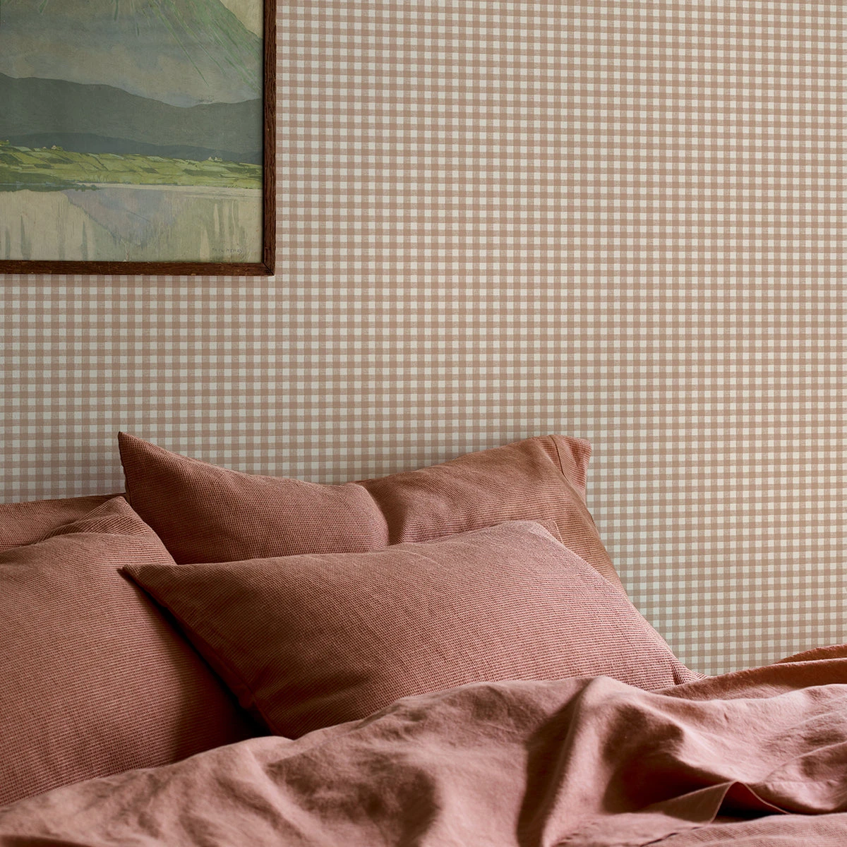 Warm Clay Gingham Wallpaper 6 Warm Clay Gingham Wallpaper - Image 4