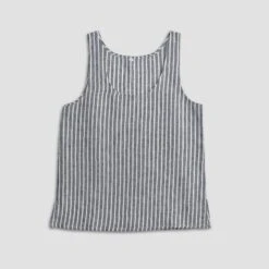Midnight Stripe Linen Cami Top -Piglet in Bed Store Linen Pajama Cami Set Midnight Piglet in Bed 1