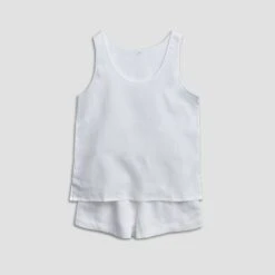 White Cami Linen Pyjama Set 11 White Cami Linen Pyjama Set -Piglet in Bed Store Linen Pyjama Cami set white Piglet in Bed 4