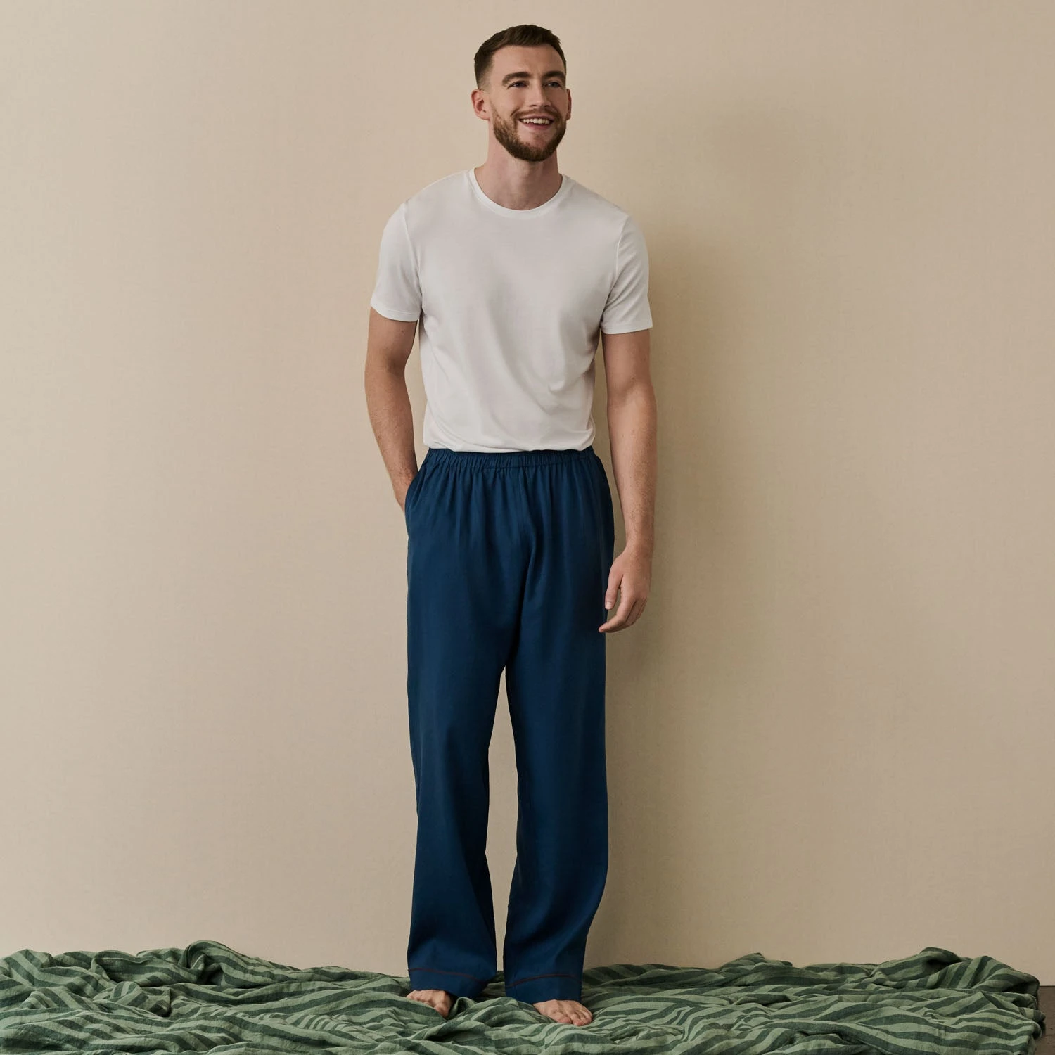 Marine Blue Linen Tencel Men's Pyjama Trousers 6 Marine Blue Linen Tencel Men's Pyjama Trousers - Image 4