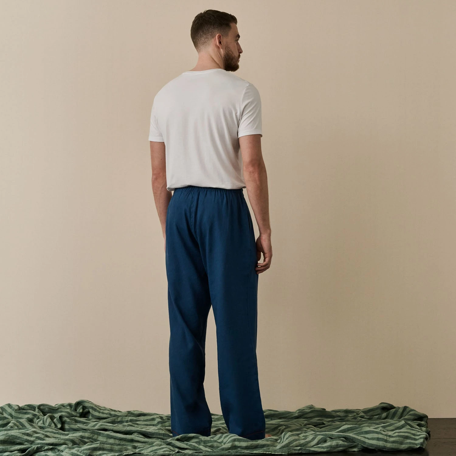 Marine Blue Linen Tencel Men's Pyjama Trousers 5 Marine Blue Linen Tencel Men's Pyjama Trousers - Image 3