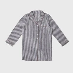 Midnight Stripe Linen Night Shirt -Piglet in Bed Store MidnightStripeNightShirt 36