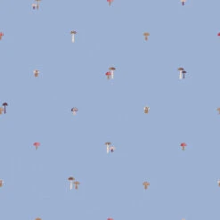 Meadow Blue Mushrooms Wallpaper -Piglet in Bed Store Mushroom Meadow Blue 2