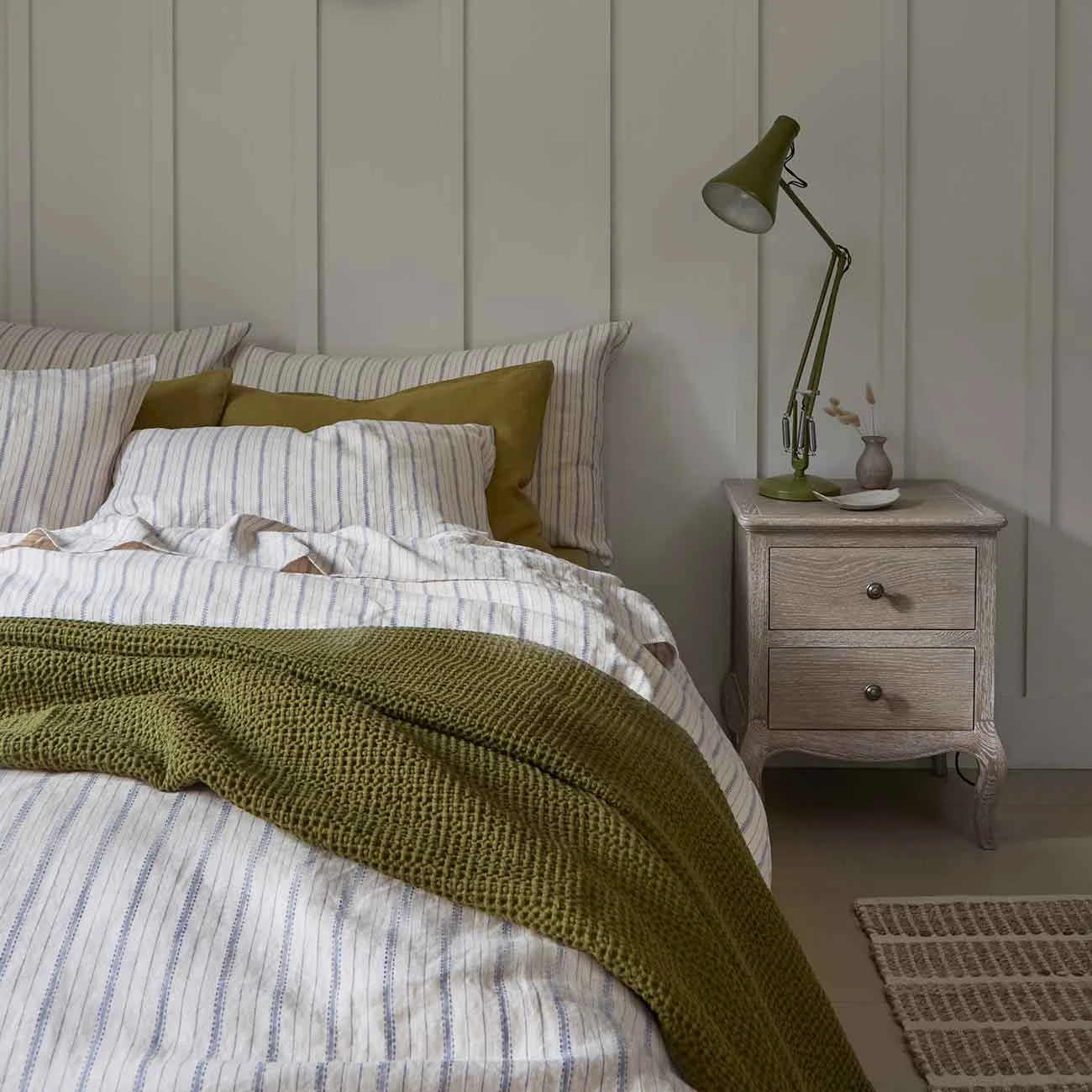 Dusk Blue Ticking Stripe Linen Pillowcase (Pairs) 3 Dusk Blue Ticking Stripe Linen Pillowcase (Pairs)