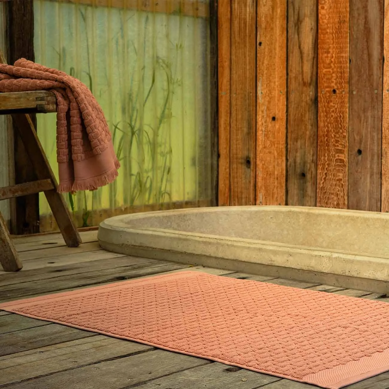 Creme Caramel Basketweave Cotton Bath Mat 8 Creme Caramel Basketweave Cotton Bath Mat - Image 6