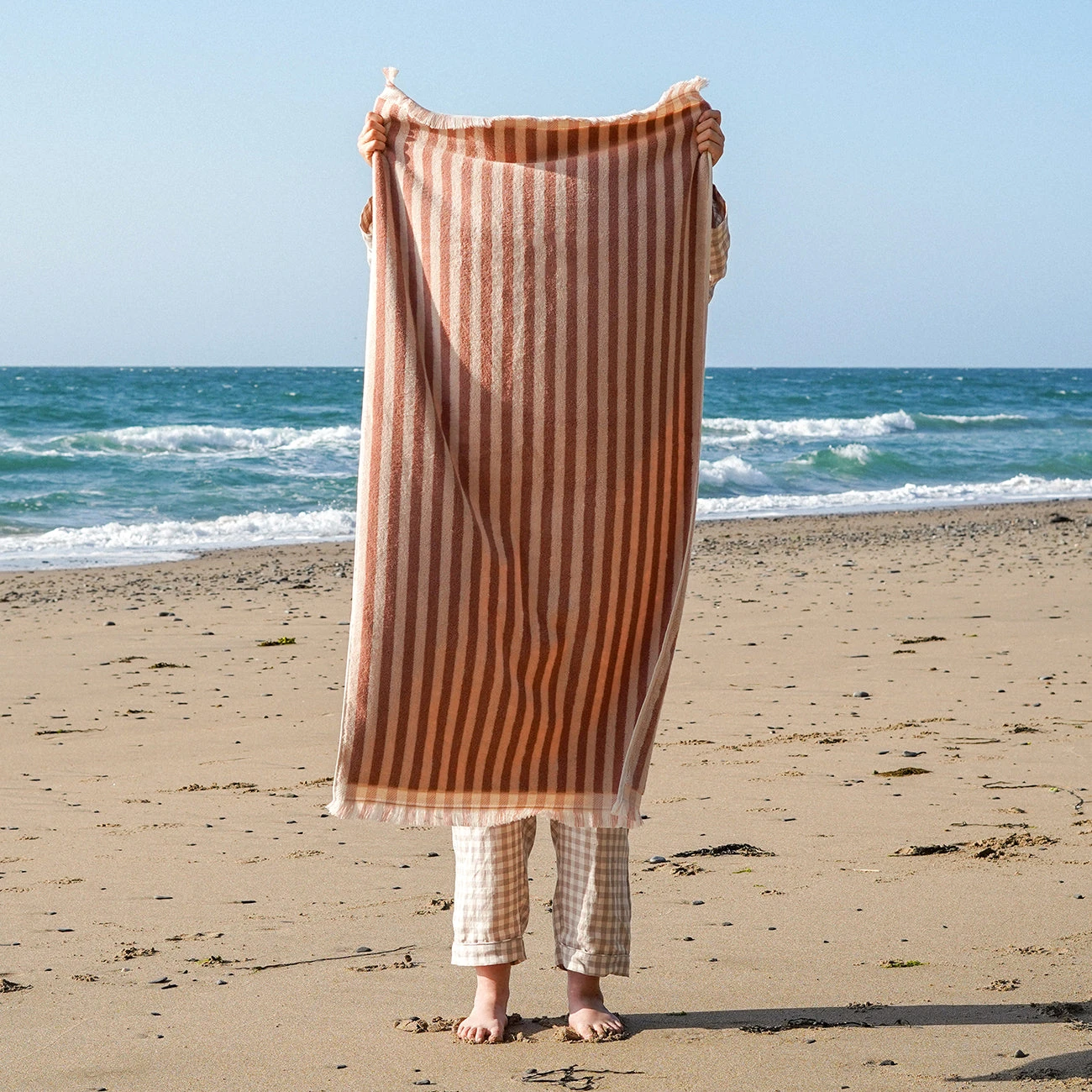 Sand Shell Pembroke Stripe Cotton Bath Towel 3 Sand Shell Pembroke Stripe Cotton Bath Towel