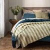 Apple Checked Stripe Wool Blanket -Piglet in Bed Store Piglet in Bed Checked Stripe Wool Blanket Apple Lifestyle 1