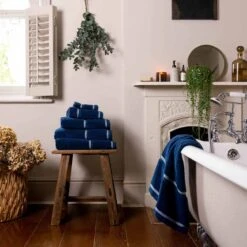 Moonlit Blue Hand Towel -Piglet in Bed Store Piglet in Bed Cotton Towels Moonlit Blue Lifestyle 1300x1300 8