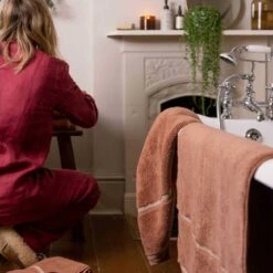 Warm Clay Bath Mat -Piglet in Bed Store Piglet in Bed Cotton Towels Warm Clay Lifestyle 1300x1300 17