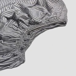 Midnight Stripe Linen Sheet Set 13 Midnight Stripe Linen Sheet Set -Piglet in Bed Store Piglet in Bed Fitted Sheet Midnight Stripe 1300x1300 2