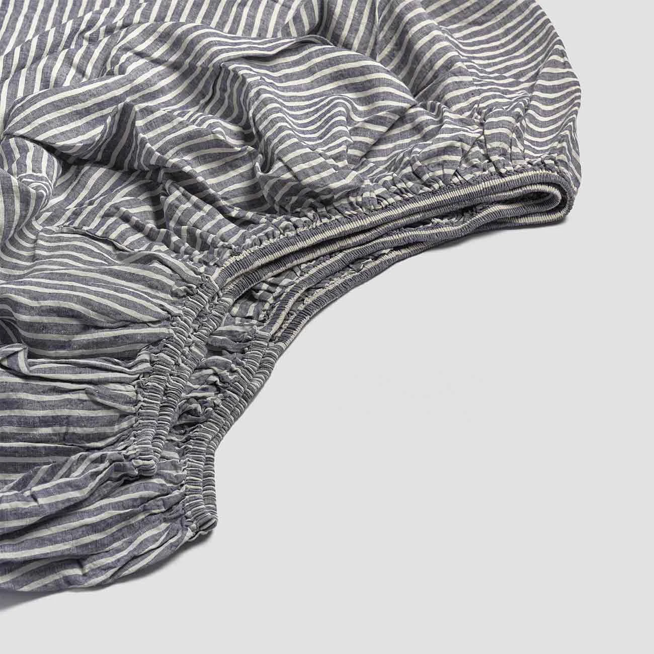 Midnight Stripe Linen Sheet Set 8 Midnight Stripe Linen Sheet Set - Image 6