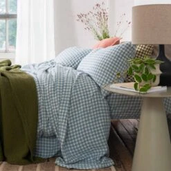 Warm Blue Gingham Linen Bedtime Bundle 20 Warm Blue Gingham Linen Bedtime Bundle -Piglet in Bed Store Piglet in Bed Gingham Linen Bedding Warm Blue Lifestyle 3 8fbc2cfb 02d9 4819 a99c fdd817f24f74 1