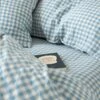 Warm Blue Gingham Linen Sheet Set 2 Warm Blue Gingham Linen Sheet Set -Piglet in Bed Store Piglet in Bed Gingham Linen Bedding Warm Blue Lifestyle 9.1 1