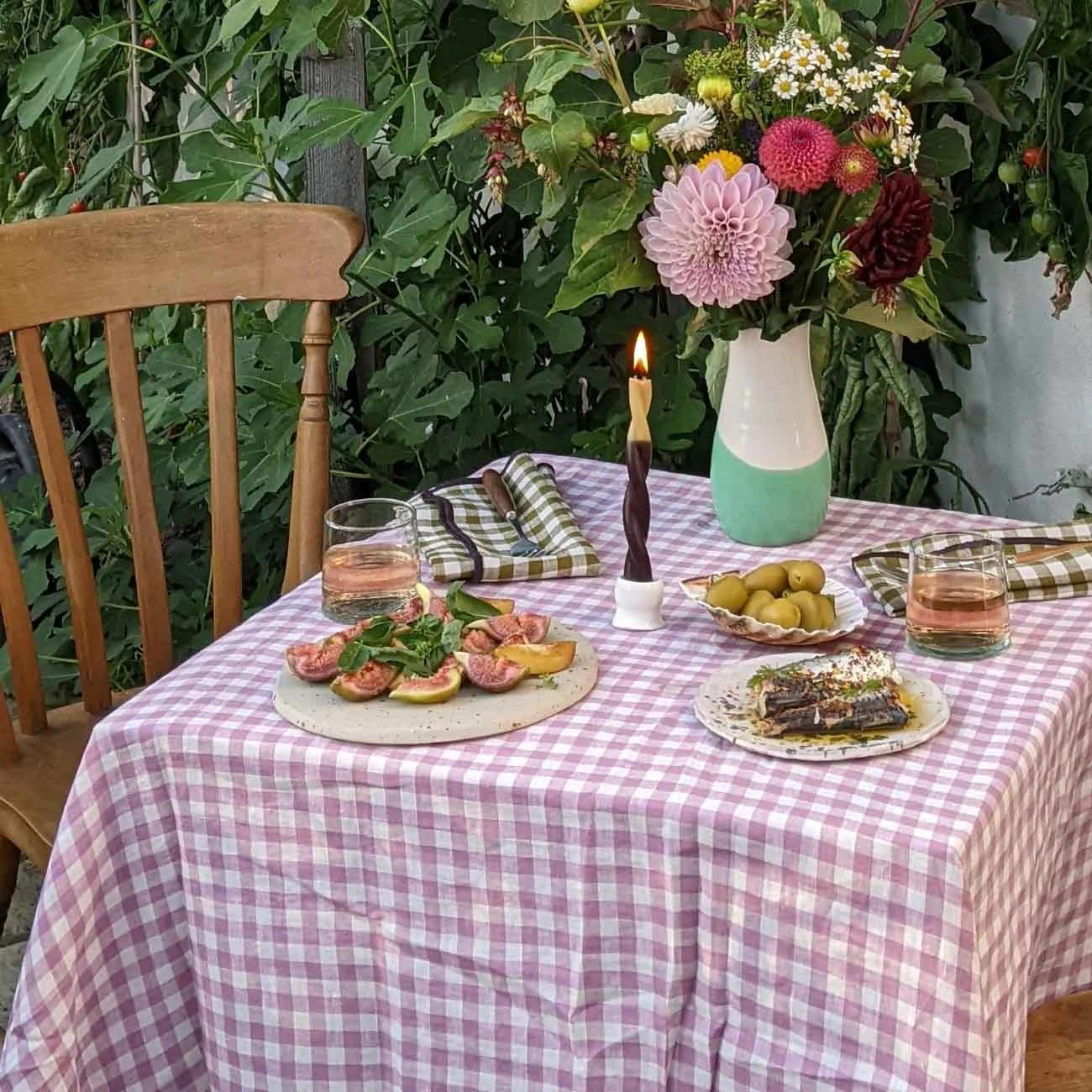 Botanical Green Gingham Linen Napkins Set Of 4 3 Botanical Green Gingham Linen Napkins Set Of 4