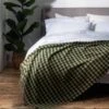 Botanical Green Gingham Wool Blanket 2 Botanical Green Gingham Wool Blanket -Piglet in Bed Store Piglet in Bed Gingham Wool Blanket Botanical Green Lifestyle 1