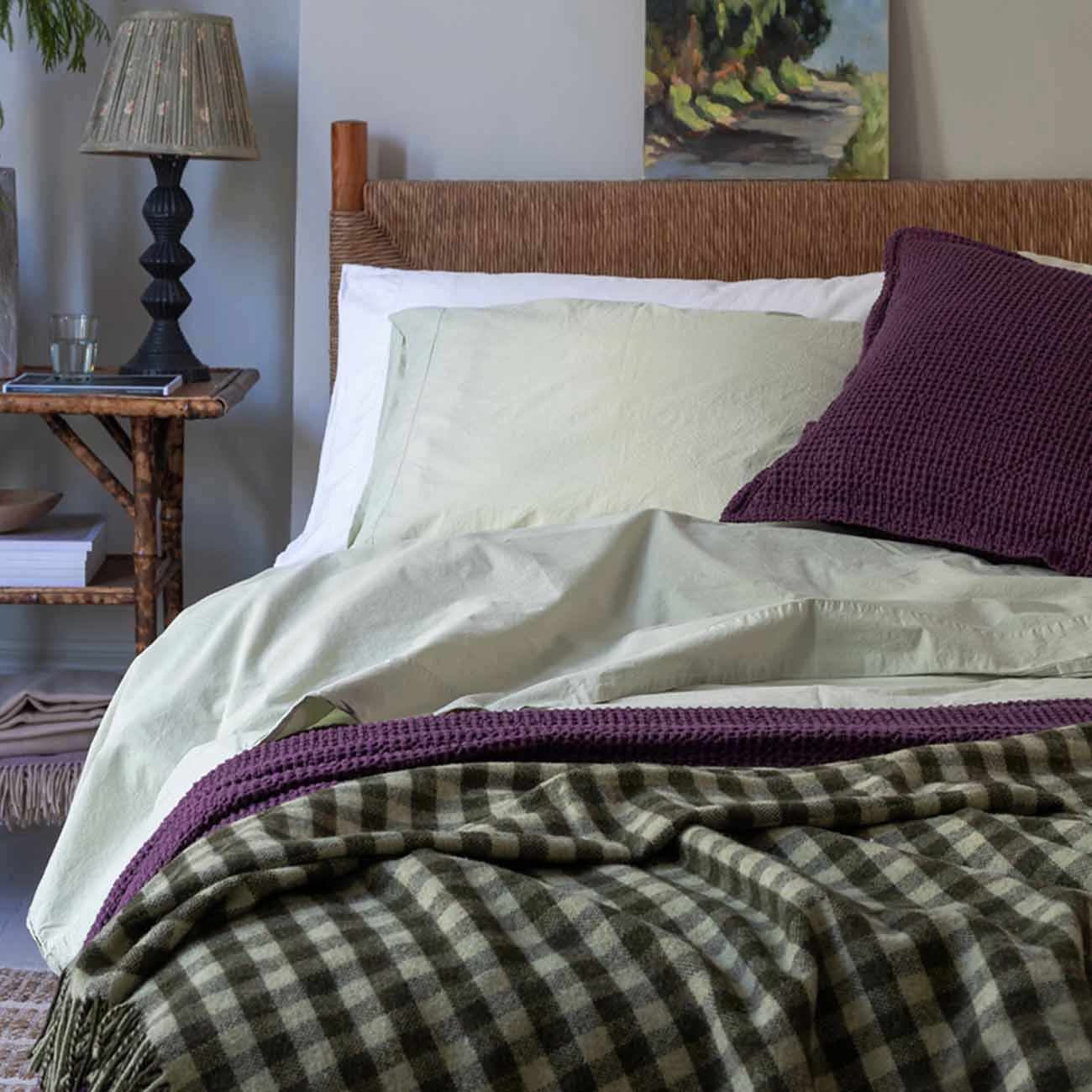 Botanical Green Gingham Wool Blanket 9 Botanical Green Gingham Wool Blanket - Image 7