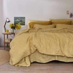 New Arrival 9 Honey Gingham Linen Duvet Cover