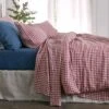 Mineral Red Gingham Linen Flat Sheet -Piglet in Bed Store Piglet in Bed Linen Bedding Mineral Red Gingham Flat Sheet 1 1