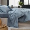 Dusk Blue Linen Flat Sheet 2 Dusk Blue Linen Flat Sheet -Piglet in Bed Store Piglet in Bed Linen Flat Sheet Dusk Blue Lifestyle 1.1