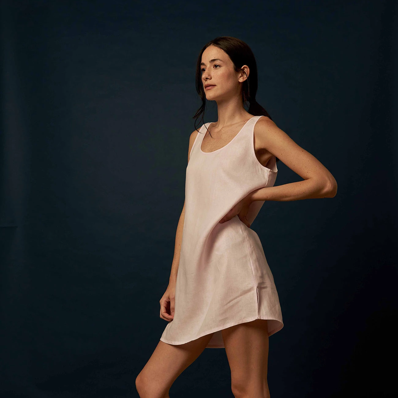 Blush Pink Linen Night Dress 2 Blush Pink Linen Night Dress