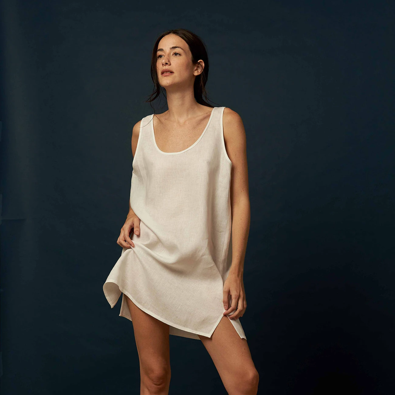White Linen Night Dress 4 White Linen Night Dress - Image 2