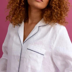 White Linen Night Shirt -Piglet in Bed Store Piglet in Bed Linen Night Shirt White 7