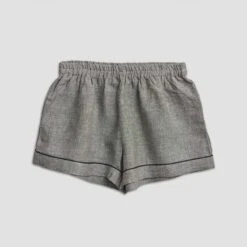 Grey Linen Pyjama Shorts Set -Piglet in Bed Store Piglet in Bed Linen Pyjama Shorts Set Grey 5