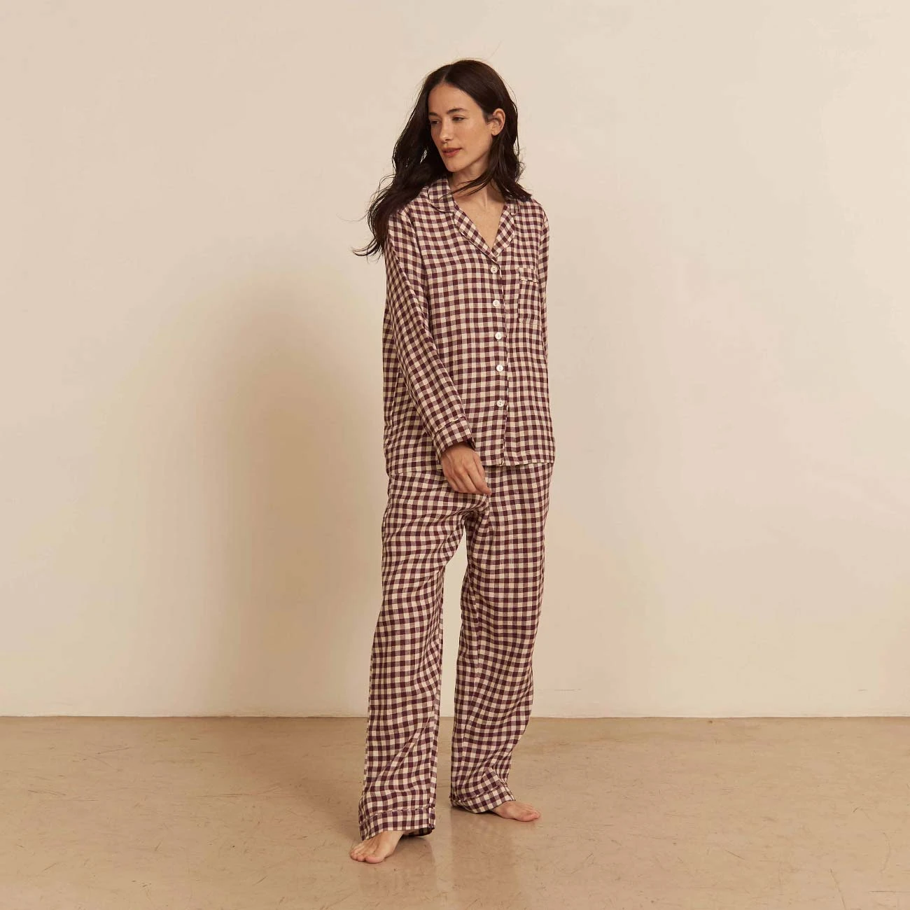 Berry Gingham Pyjama Shirt 4 Berry Gingham Pyjama Shirt - Image 2