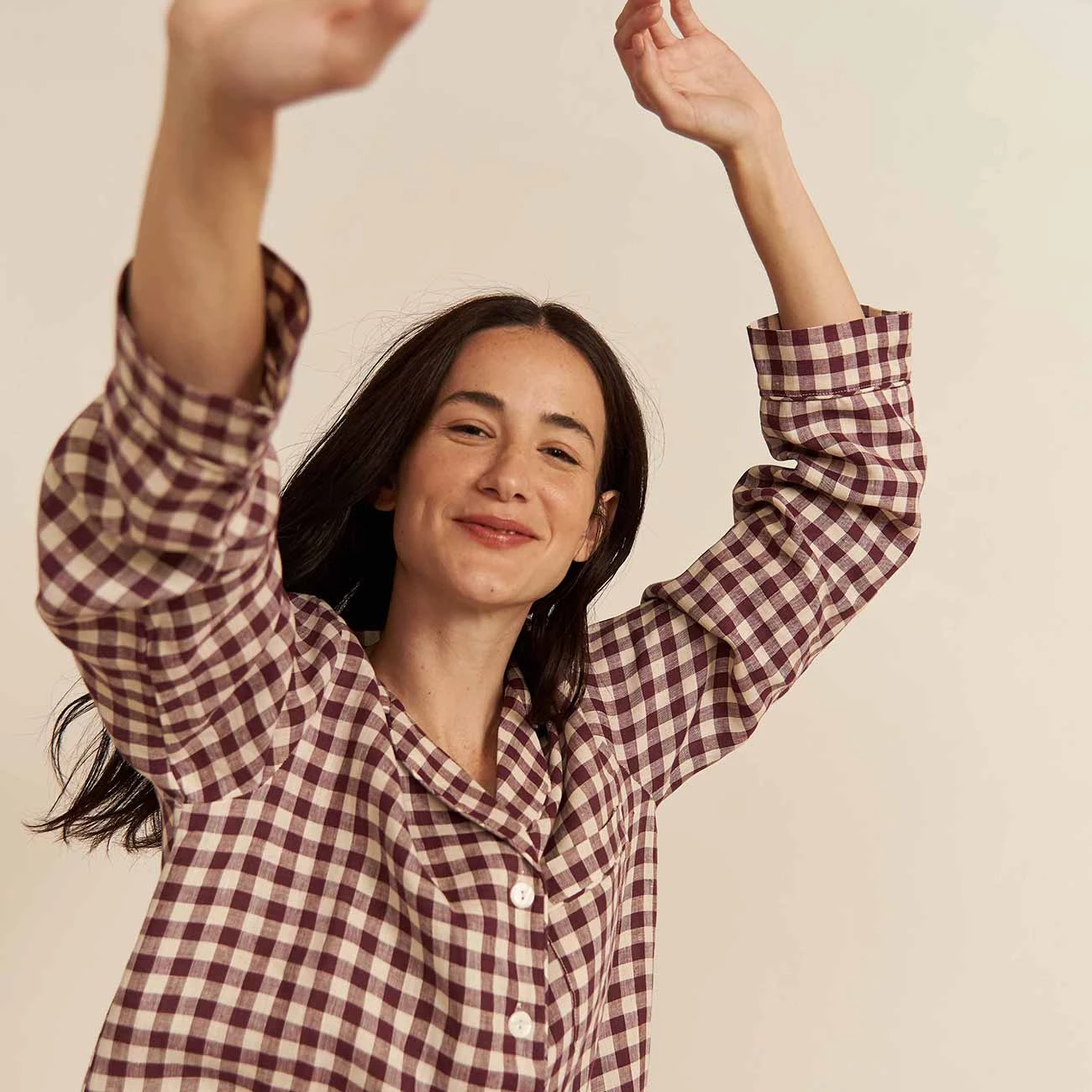 Berry Gingham Pyjama Shirt 3 Berry Gingham Pyjama Shirt
