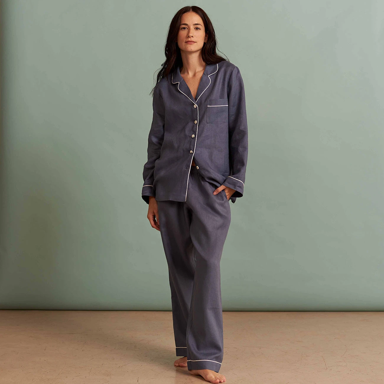 Blueberry Linen Pyjama Trousers 6 Blueberry Linen Pyjama Trousers - Image 4